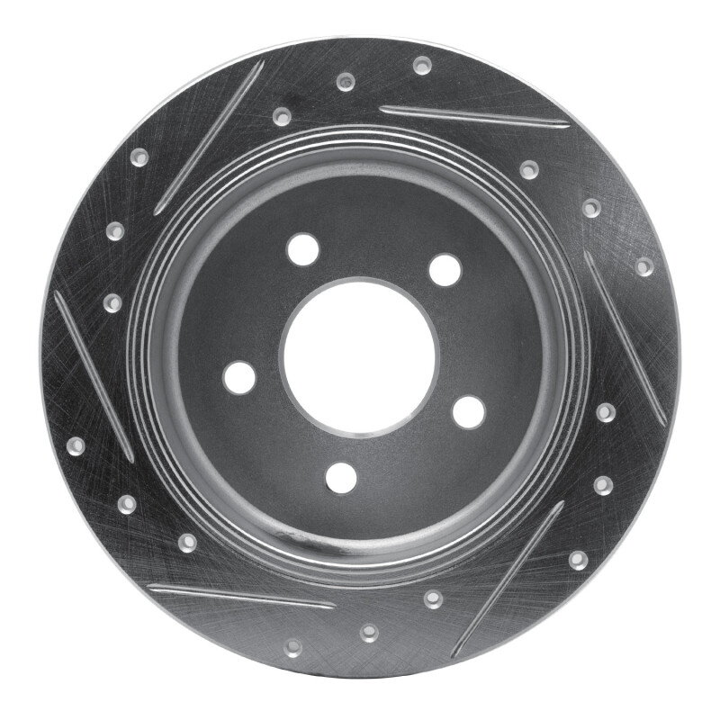 Ford Crown Victoria Brake Rotor (1) - Rear Right - R1 Concepts - Drilled & Slotted - Silver - `96-`02